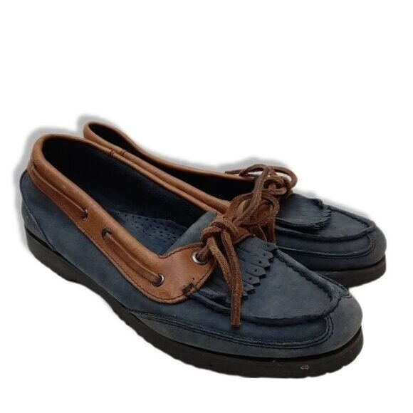Stylish Blue and Brown Women's Loafers - Picture 1 of 16
